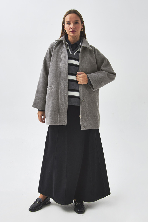 Raglan Sleeve Short Coat Grey - 11