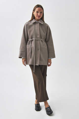 Raglan Sleeve Short Coat Mink - 1