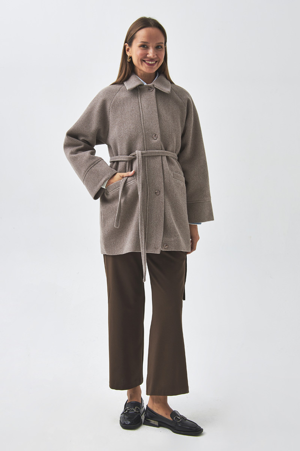 Raglan Sleeve Short Coat Mink - 4