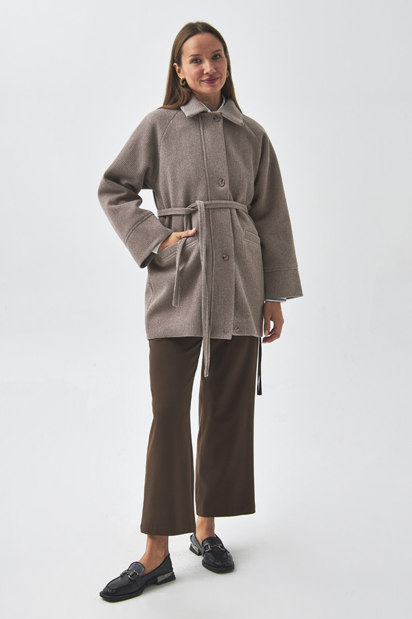 Raglan Sleeve Short Coat Mink - 5