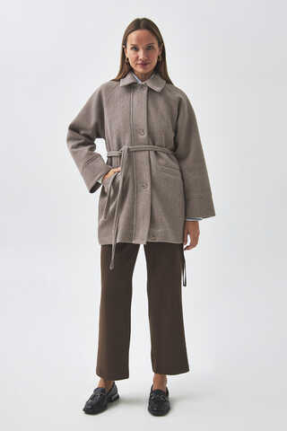 Raglan Sleeve Short Coat Mink - 6