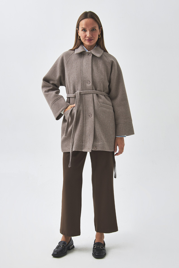 Raglan Sleeve Short Coat Mink - 6