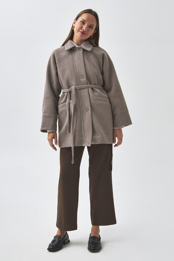 Raglan Sleeve Short Coat Mink - 7