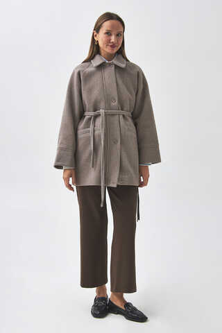 Raglan Sleeve Short Coat Mink - 8