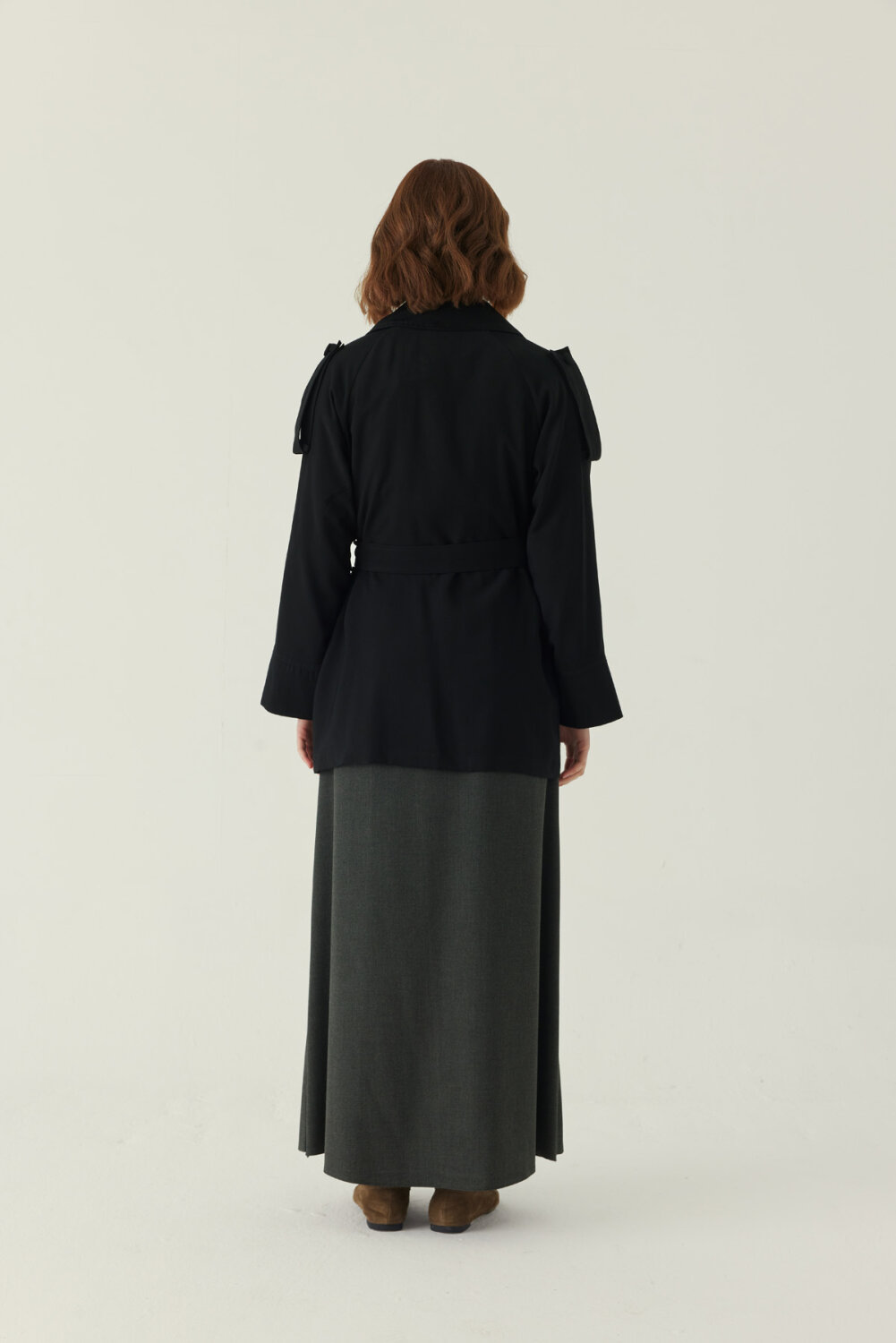 Raglan Sleeve Trench Coat – Black - 4