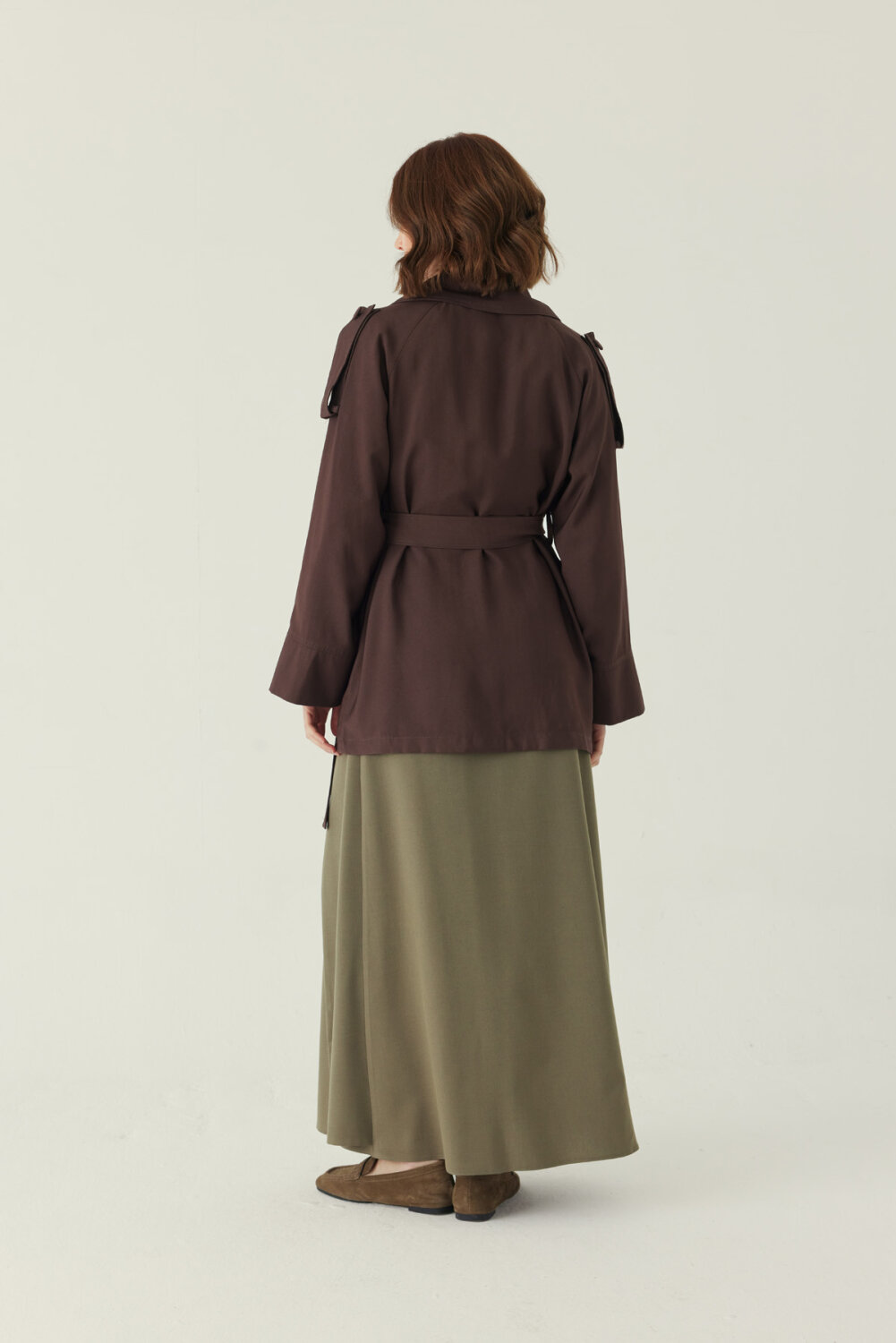 Raglan Sleeve Trench Coat – Brown - 5
