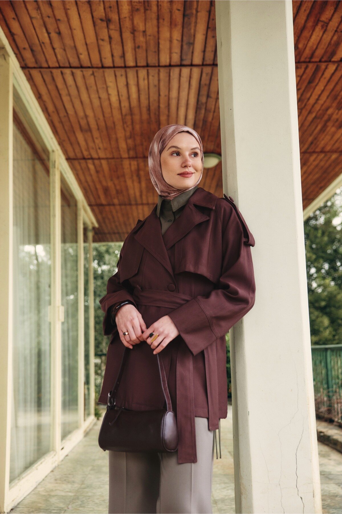 Raglan Sleeve Trench Coat – Brown