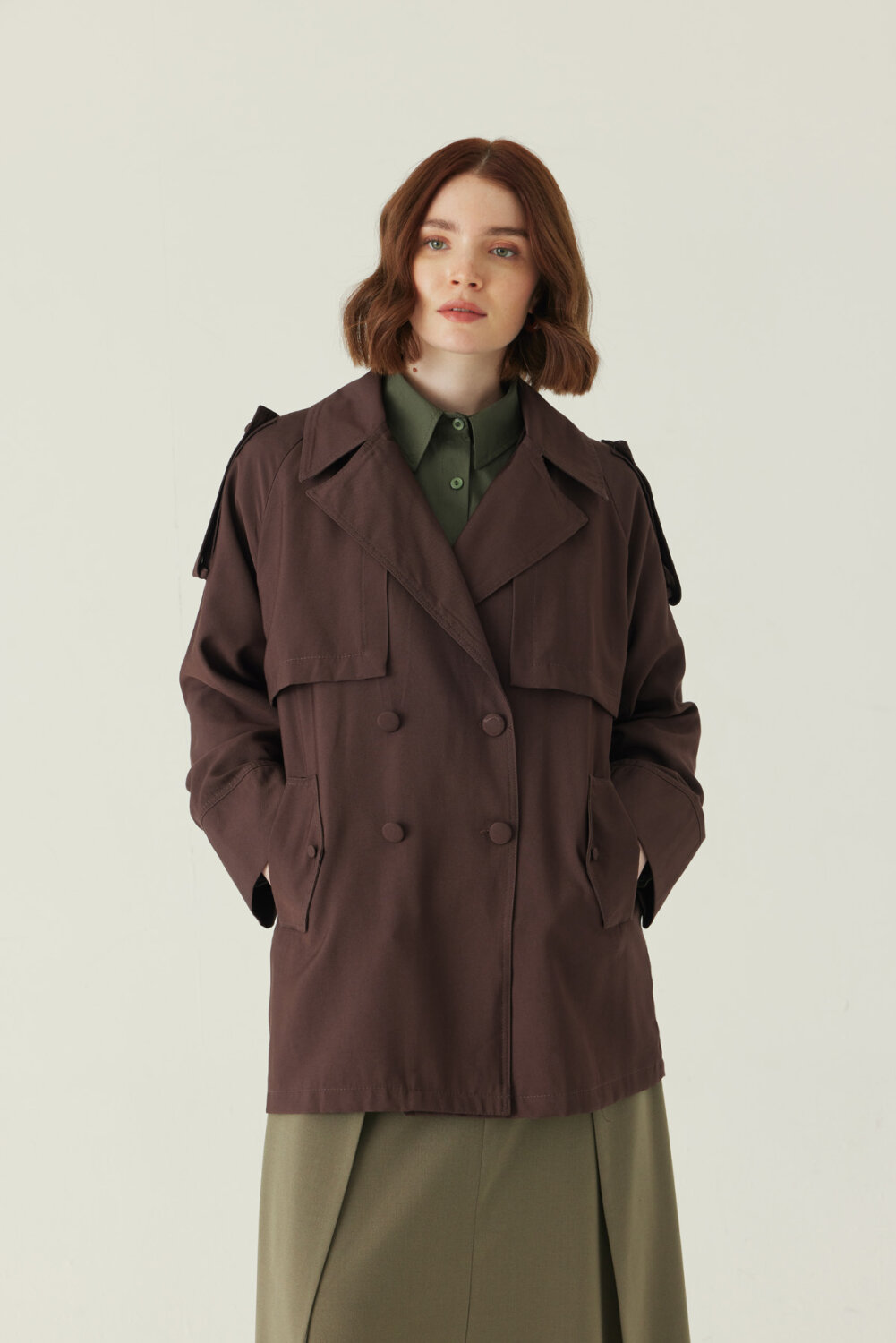 Raglan Sleeve Trench Coat – Brown - 6