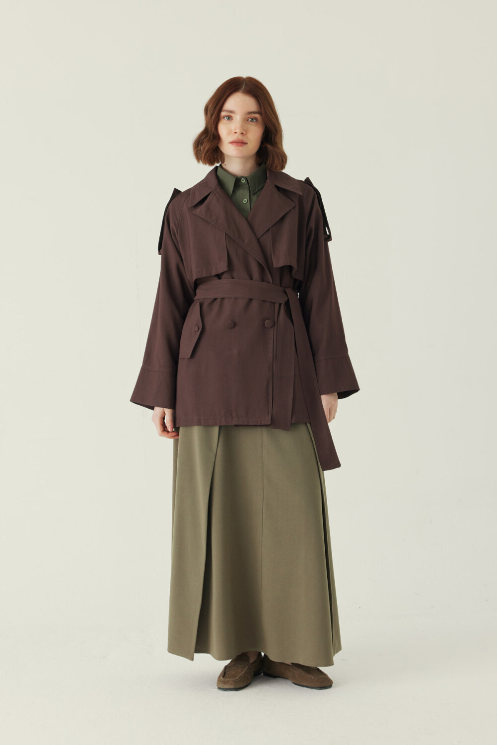 Raglan Sleeve Trench Coat – Brown - 3
