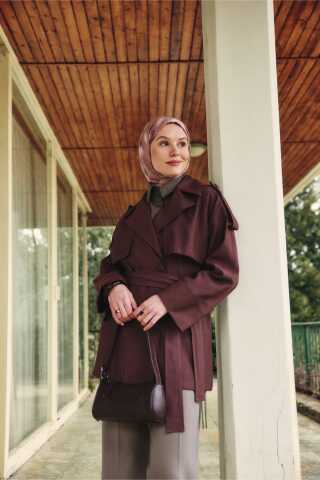 Raglan Sleeve Trench Coat – Brown - 1