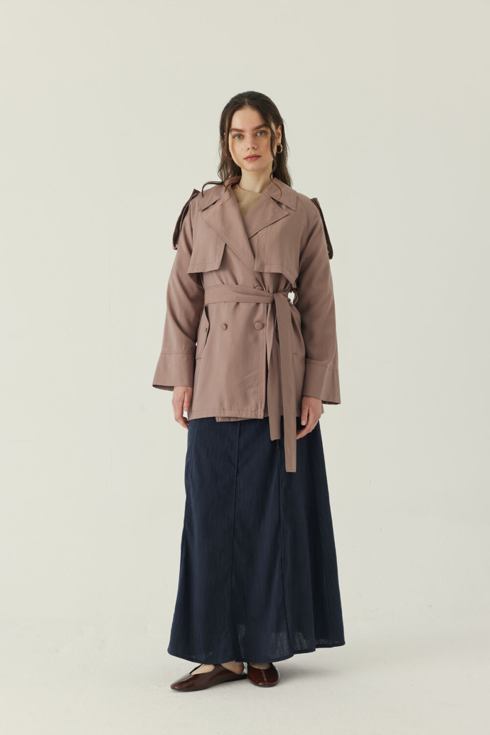Raglan Sleeve Trench Coat – Mink - 4