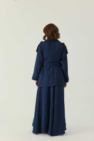 Raglan Sleeve Trench Coat – Navy - 4
