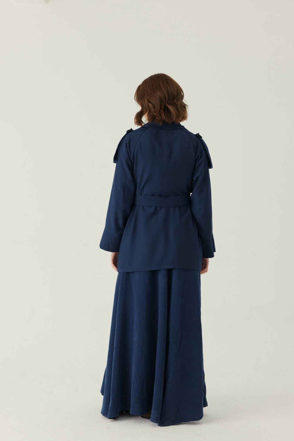 Raglan Sleeve Trench Coat – Navy - 4