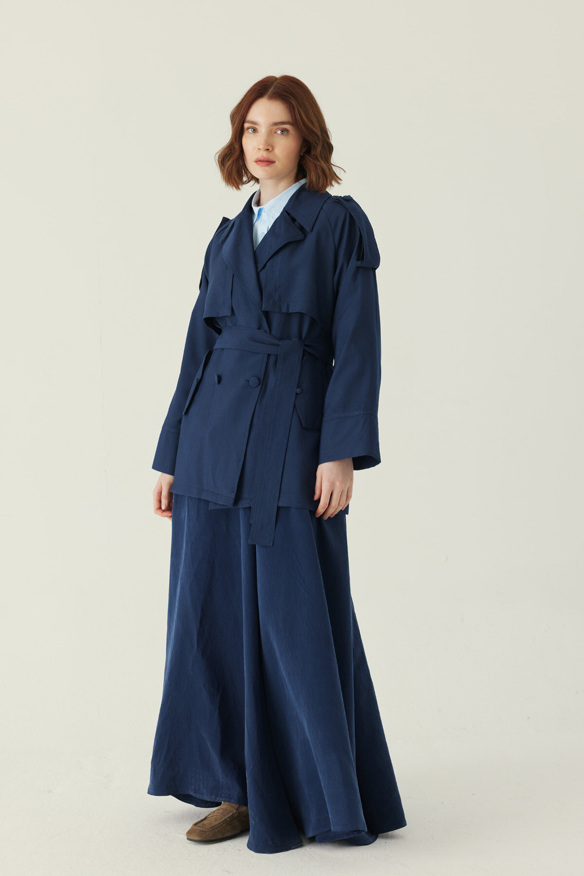 Raglan Sleeve Trench Coat – Navy