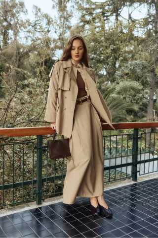 Raglan Sleeve Trench Coat – Soft Khaki - 1