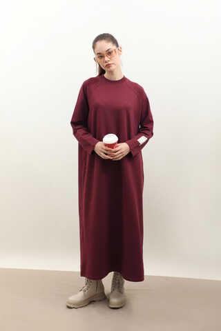 Reglan Kol Basic Elbise Bordo - 2