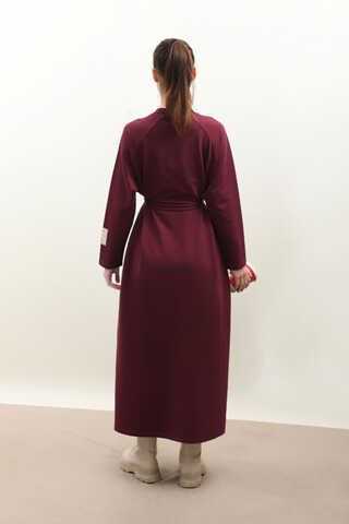 Reglan Kol Basic Elbise Bordo - 7