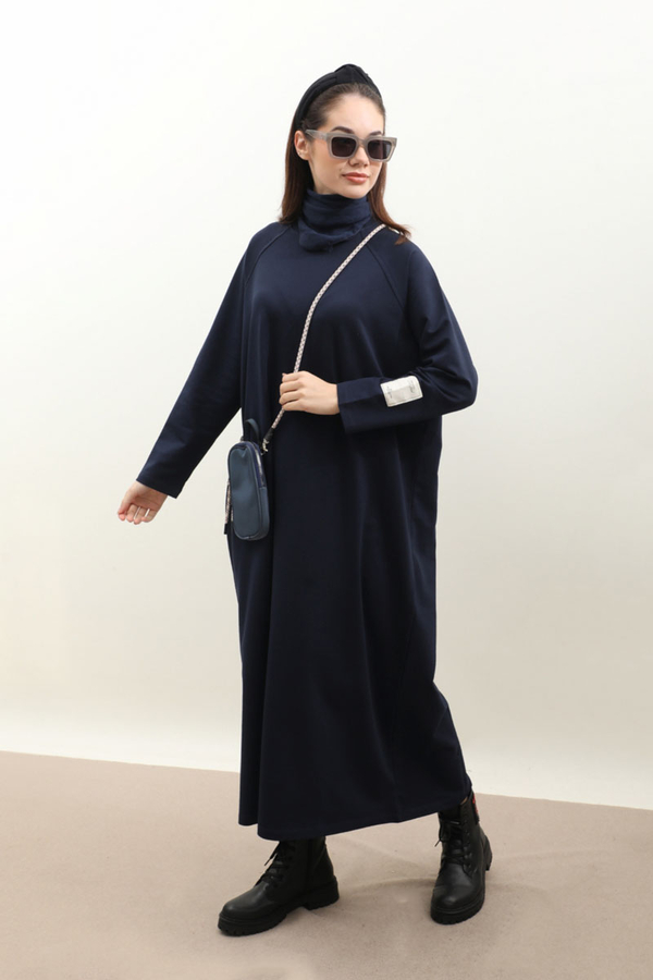 Reglan Kol Basic Elbise Lacivert - 2