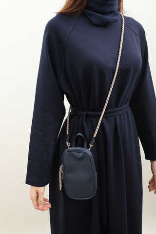 Reglan Kol Basic Elbise Lacivert - 5