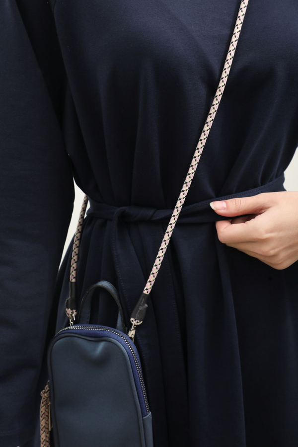 Reglan Kol Basic Elbise Lacivert - 6