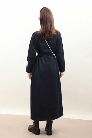Reglan Kol Basic Elbise Lacivert - 8