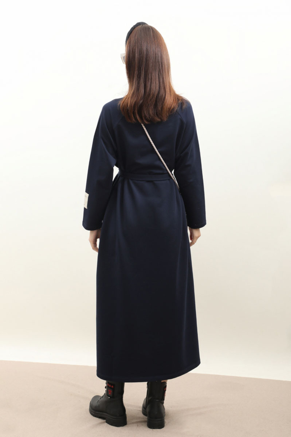 Reglan Kol Basic Elbise Lacivert - 8