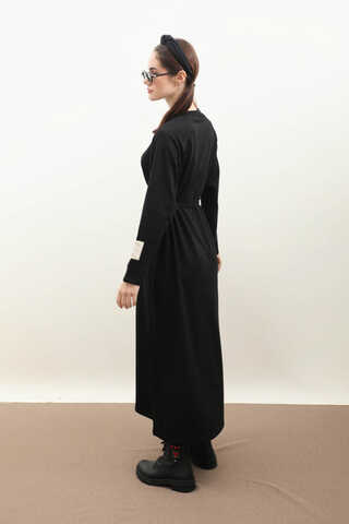 Reglan Kol Basic Elbise Siyah - 8