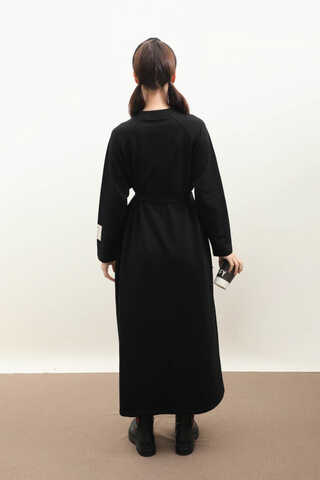 Reglan Kol Basic Elbise Siyah - 7