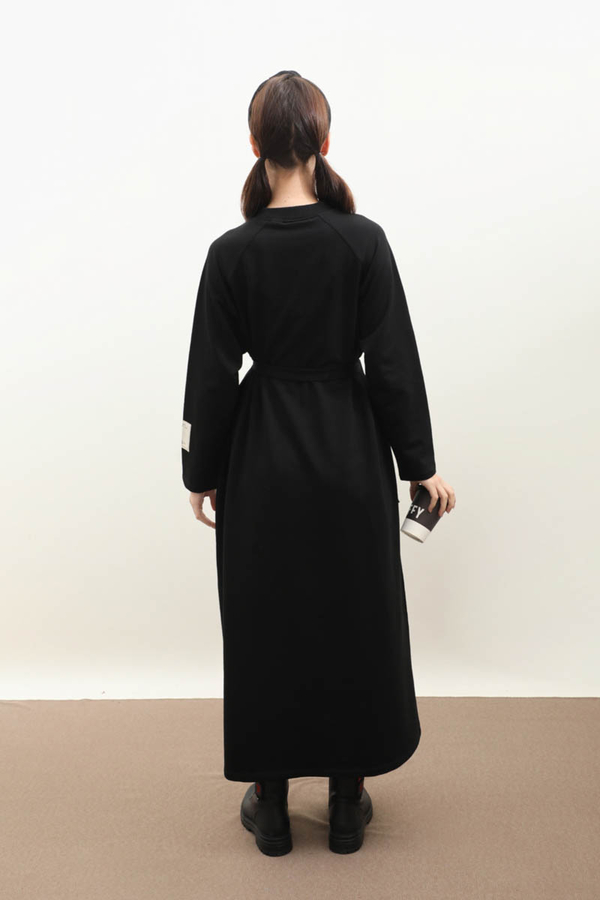 Reglan Kol Basic Elbise Siyah - 7