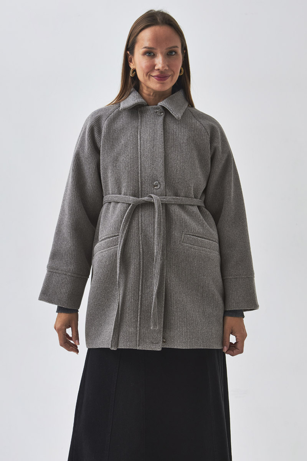 Reglan Kol Kısa Kaban Gri - 3