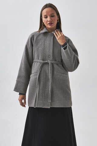 Reglan Kol Kısa Kaban Gri - 4