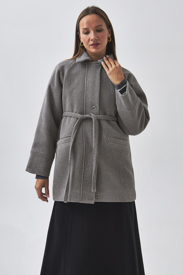 Reglan Kol Kısa Kaban Gri - 4