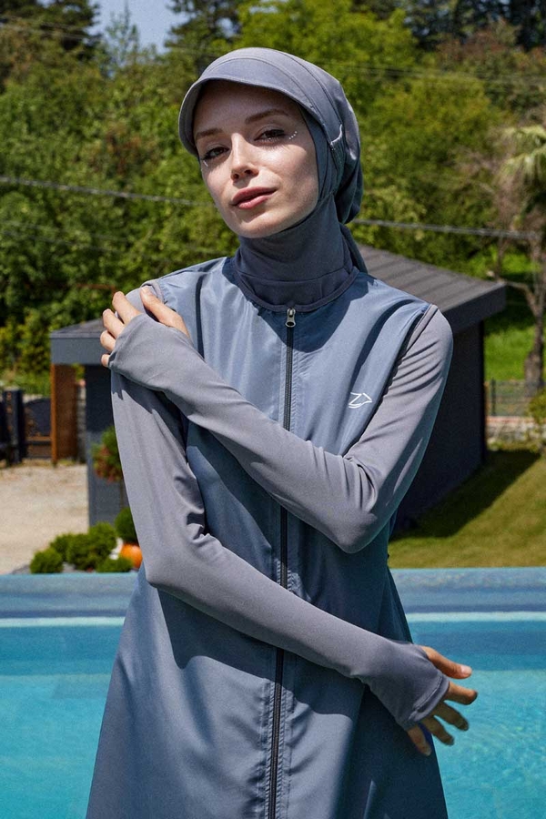 Reglan Kol Tesettür Mayo Takım Gri 