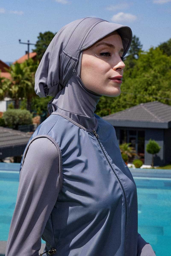 Reglan Kol Tesettür Mayo Takım Gri - 9
