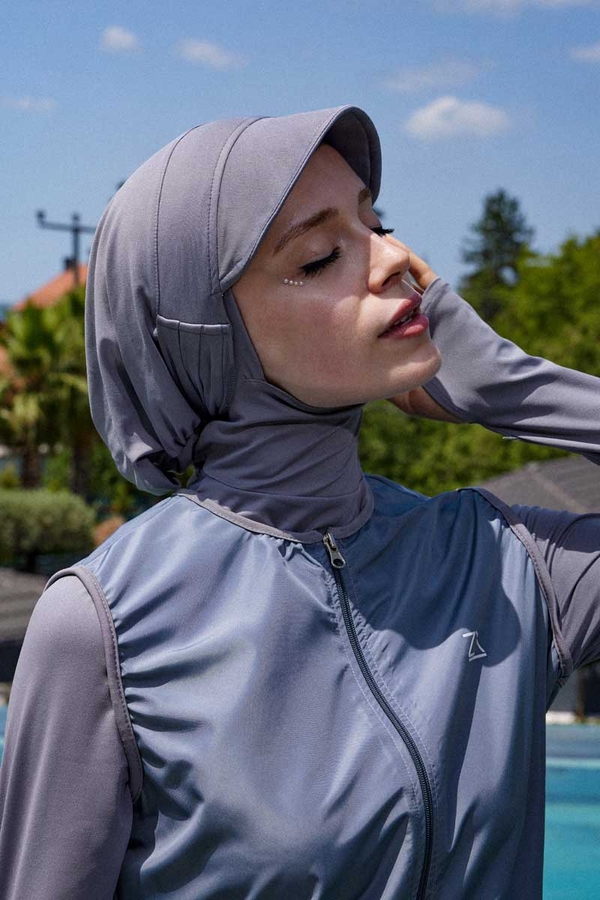 Reglan Kol Tesettür Mayo Takım Gri - 5