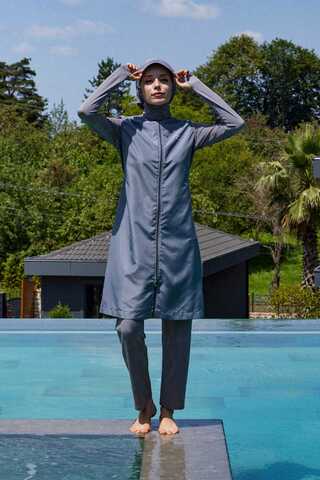 Reglan Kol Tesettür Mayo Takım Gri - 6