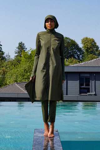 Reglan Kol Tesettür Mayo Takım Haki - 1