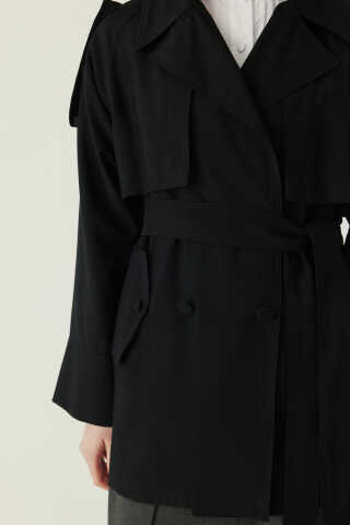 Reglan Kol Trençkot Siyah - 6