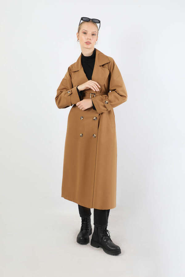 Retro Klasik Trençkot Taba - 5