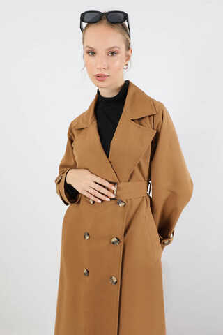 Retro Klasik Trençkot Taba - 2