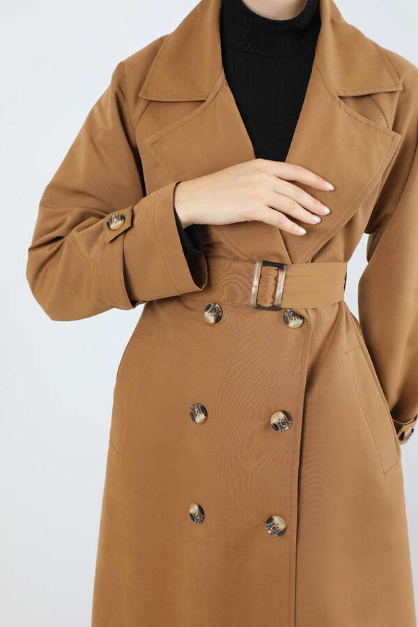 Retro Klasik Trençkot Taba - 4