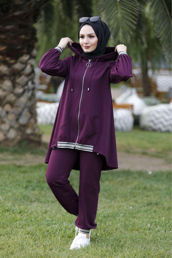 Rib Tracksuit Purple - 1