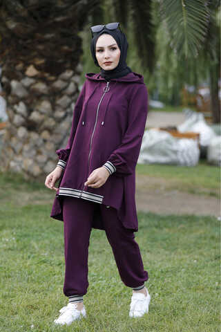 Rib Tracksuit Purple - 2