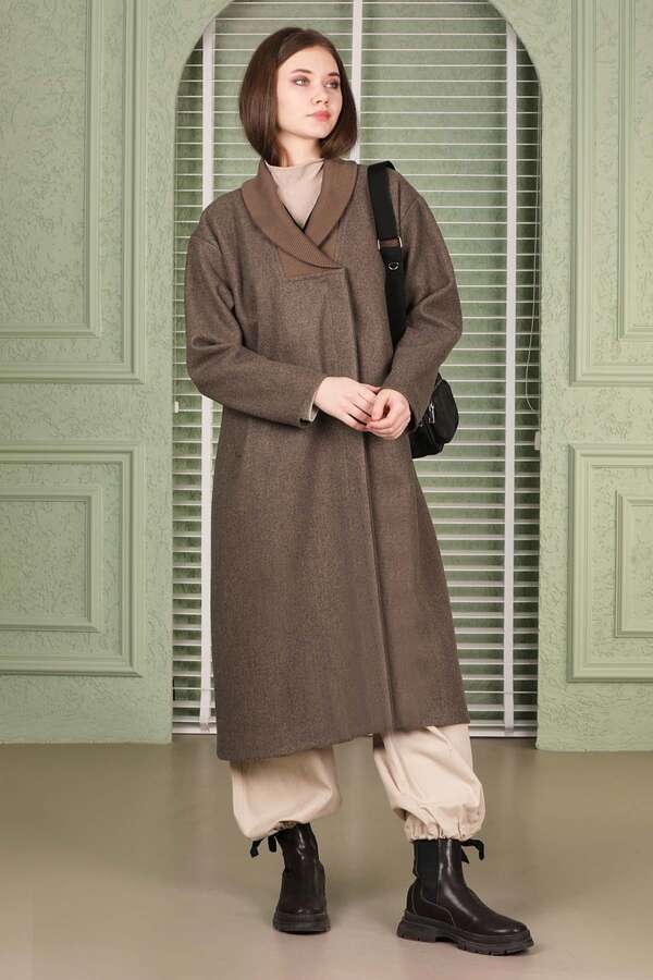 Ribana Collar Cachet Coat Brown - 1