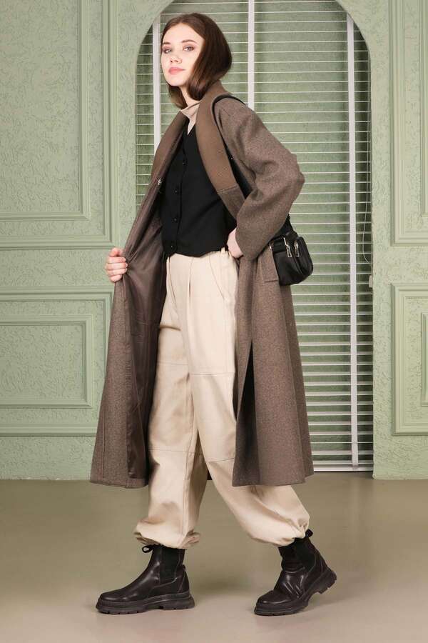 Ribana Collar Cachet Coat Brown - 4