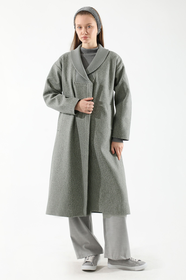 Ribana Collar Cachet Coat Grey - 1