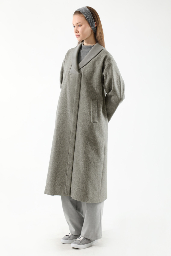 Ribana Collar Cachet Coat Grey - 5