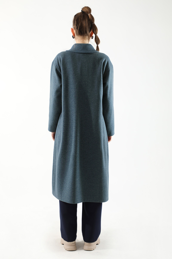 Ribana Collar Cachet Coat İndigo - 6