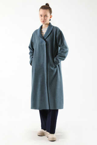 Ribana Collar Cachet Coat İndigo - 3