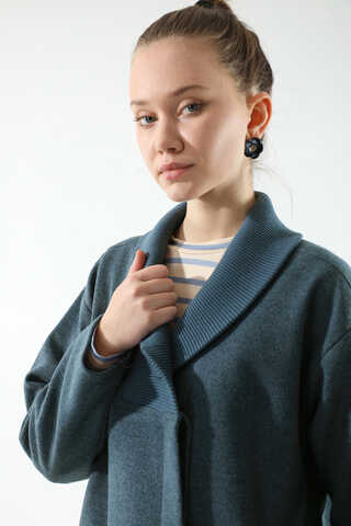 Ribana Collar Cachet Coat İndigo - 4